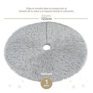 Foto 4 | Pie De Árbol De Navidad Esquimal Afelpado Gris 122 Cm