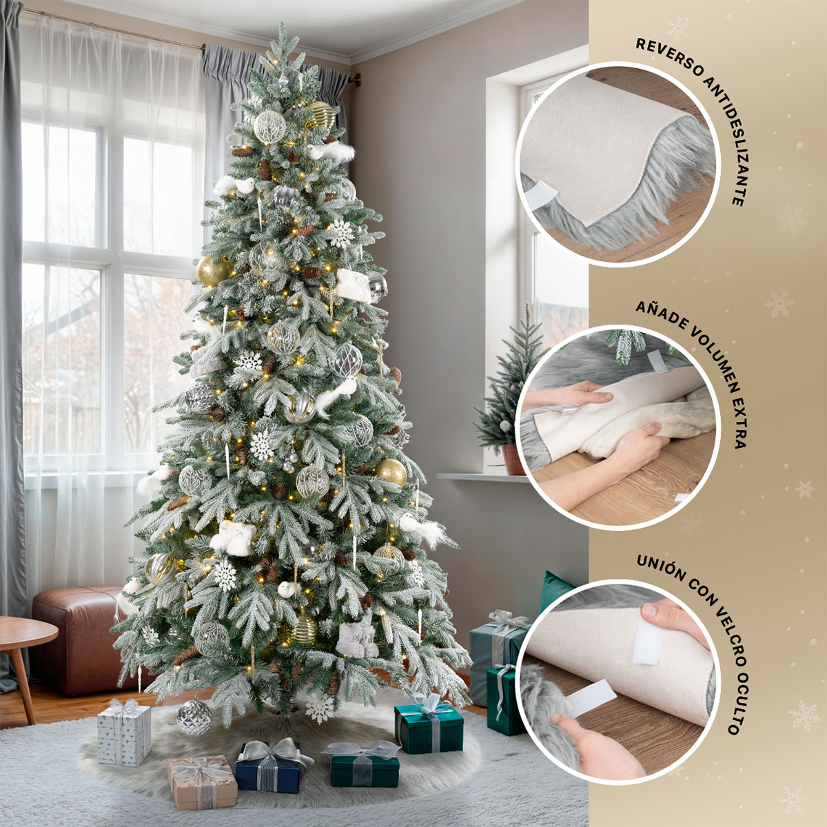 Foto 6 | Pie De Árbol De Navidad Esquimal  Afelpado Gris 122 Cm