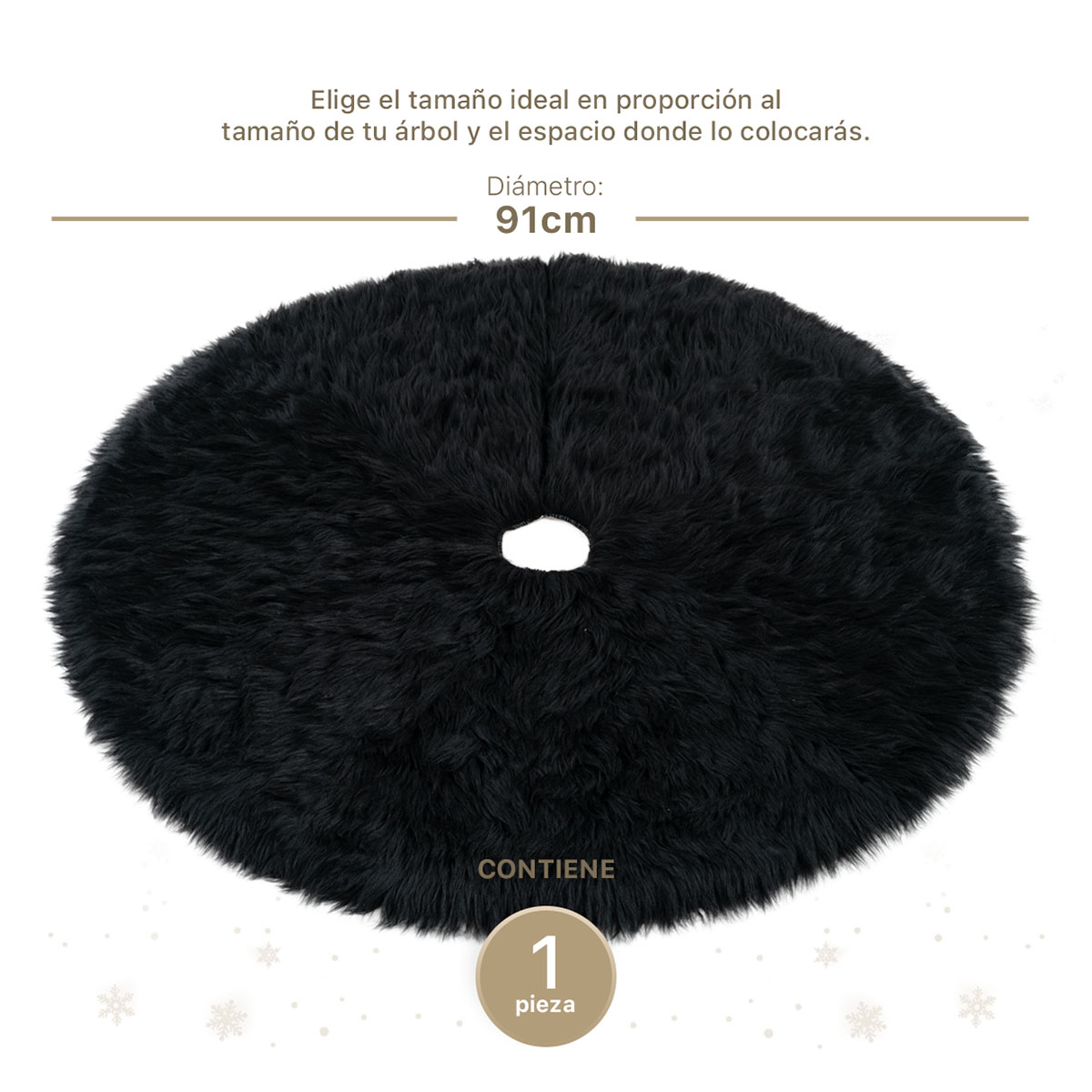 Foto 5 pulgar | Pie De Árbol De Navidad Esquimal  Afelpado Negro 91 Cm