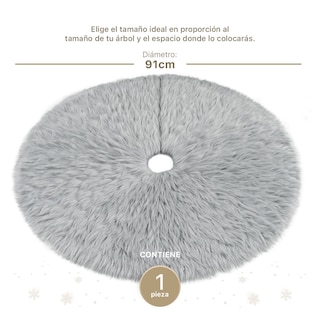 Foto 4 | Pie De Árbol De Navidad Esquimal Afelpado Gris 91 Cm