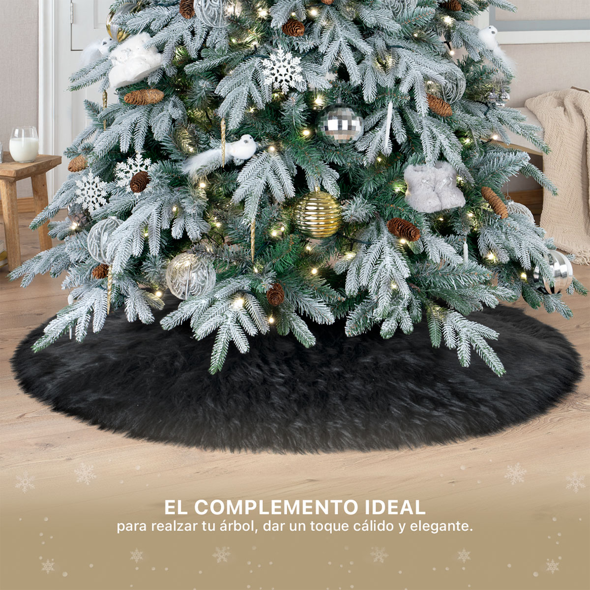 Foto 4 pulgar | Pie De Árbol De Navidad Esquimal  Afelpado Negro 122 Cm