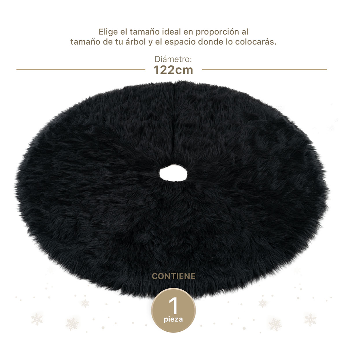 Foto 5 pulgar | Pie De Árbol De Navidad Esquimal  Afelpado Negro 122 Cm