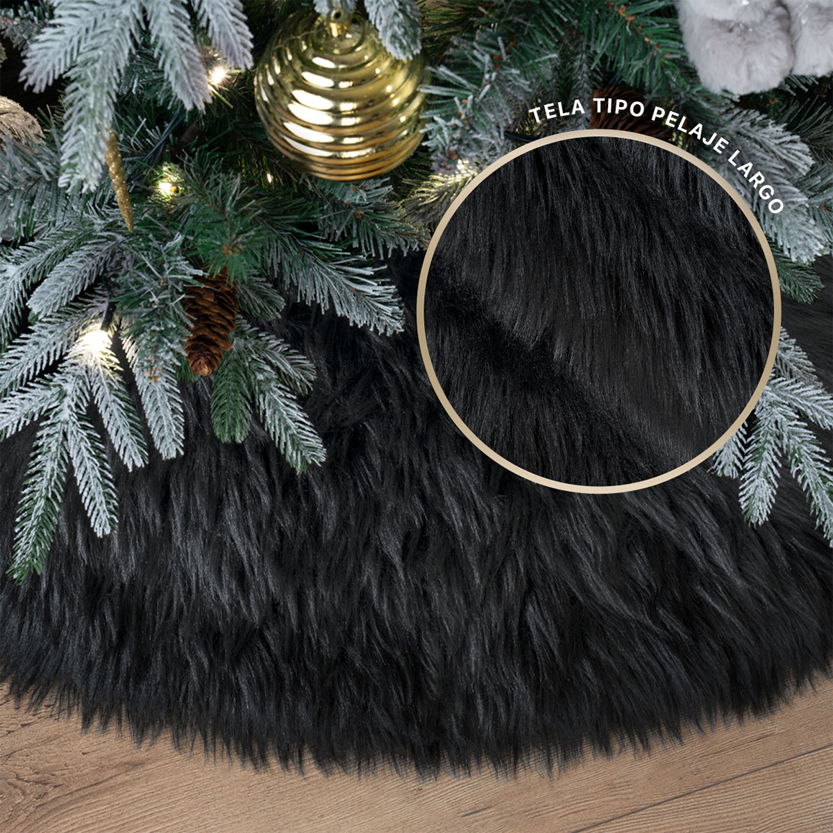 Foto 6 pulgar | Pie De Árbol De Navidad Esquimal  Afelpado Negro 122 Cm