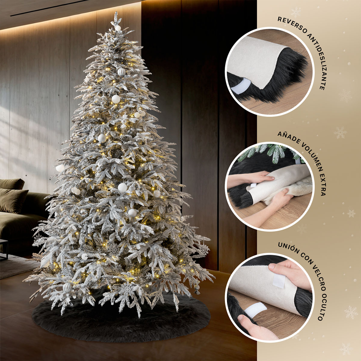 Foto 6 | Pie De Árbol De Navidad Esquimal  Afelpado Negro 122 Cm