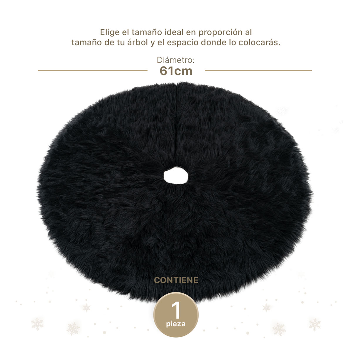 Foto 5 pulgar | Pie De Árbol De Navidad Esquimal  Afelpado Negro 61 Cm
