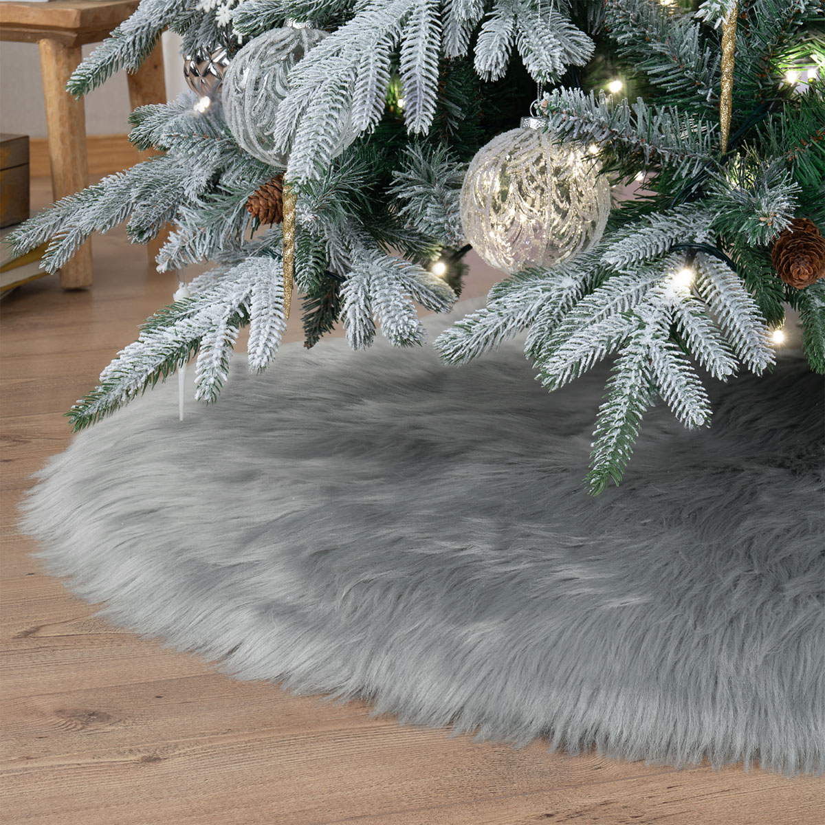 Foto 3 pulgar | Pie De Árbol De Navidad Esquimal  Afelpado Gris  61 Cm