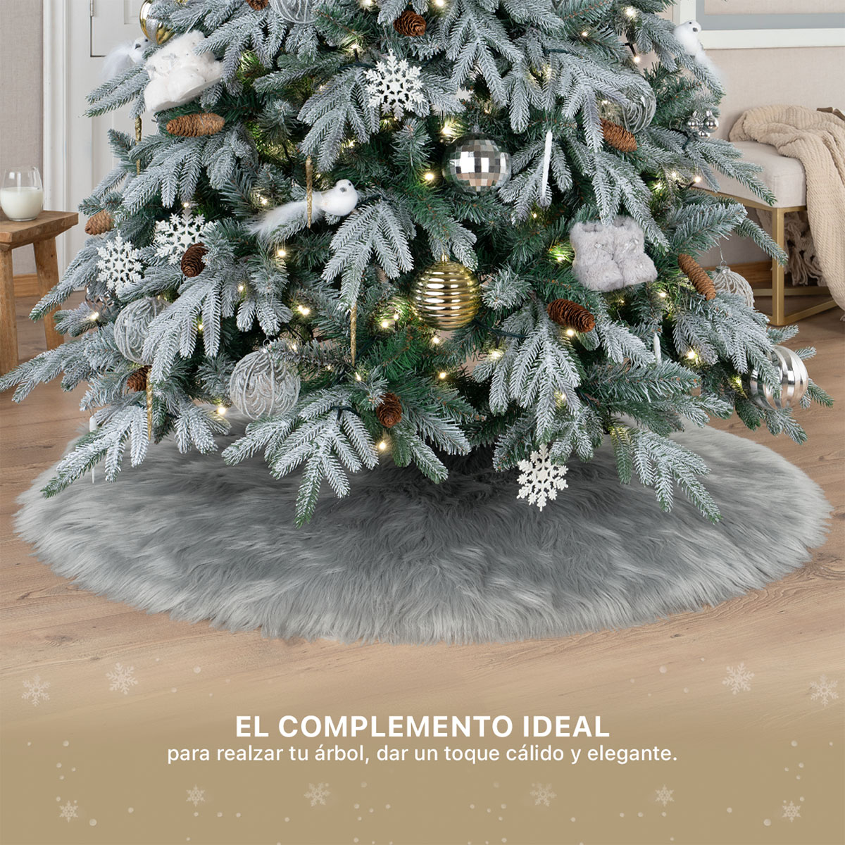 Foto 4 pulgar | Pie De Árbol De Navidad Esquimal  Afelpado Gris  61 Cm