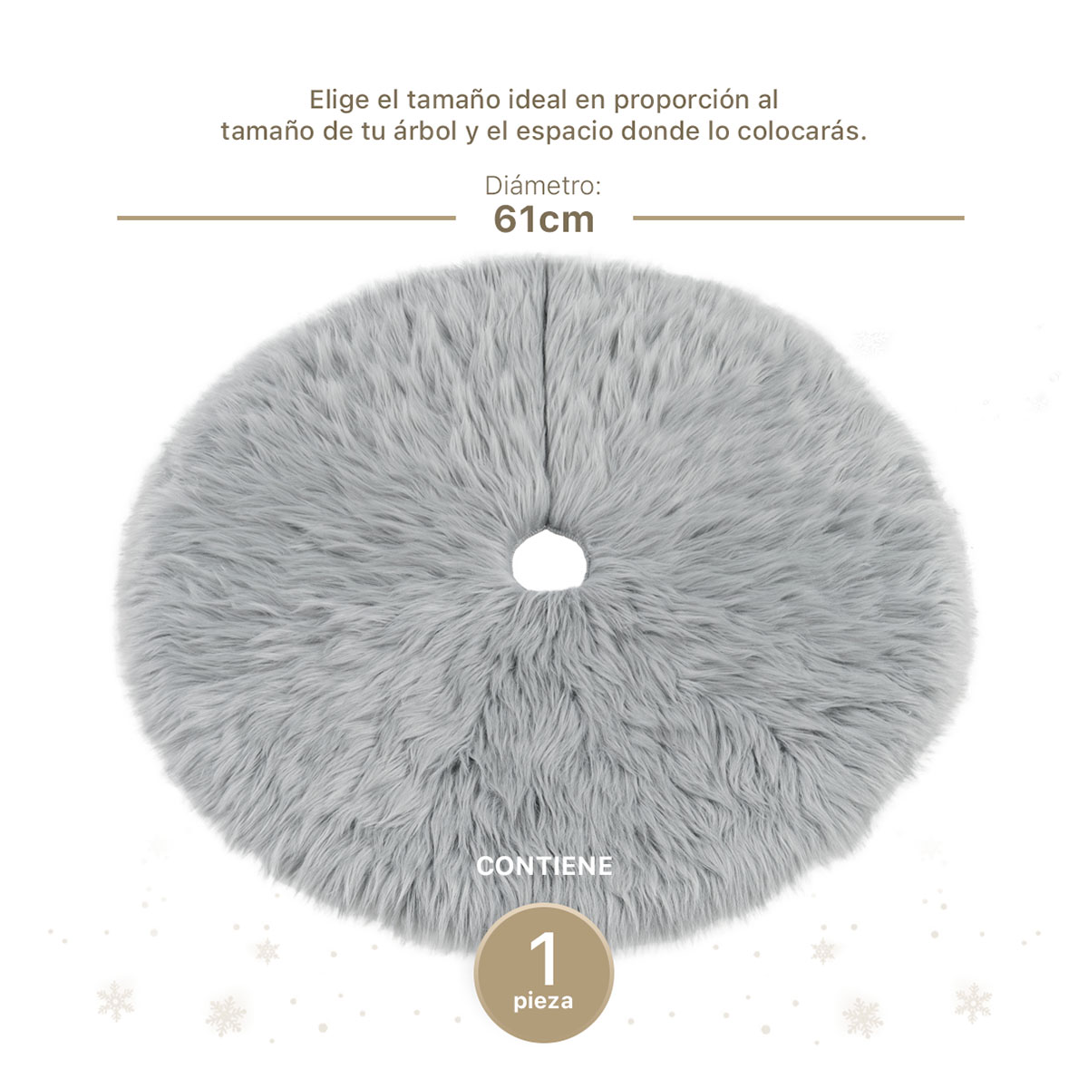 Foto 5 pulgar | Pie De Árbol De Navidad Esquimal  Afelpado Gris  61 Cm