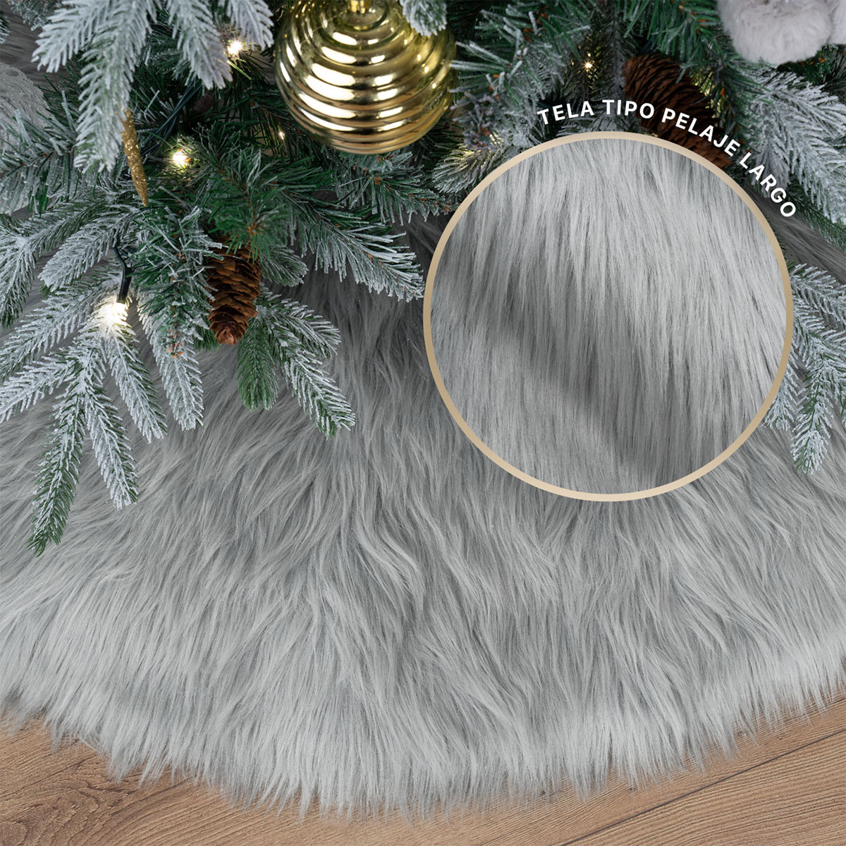 Foto 6 pulgar | Pie De Árbol De Navidad Esquimal  Afelpado Gris  61 Cm