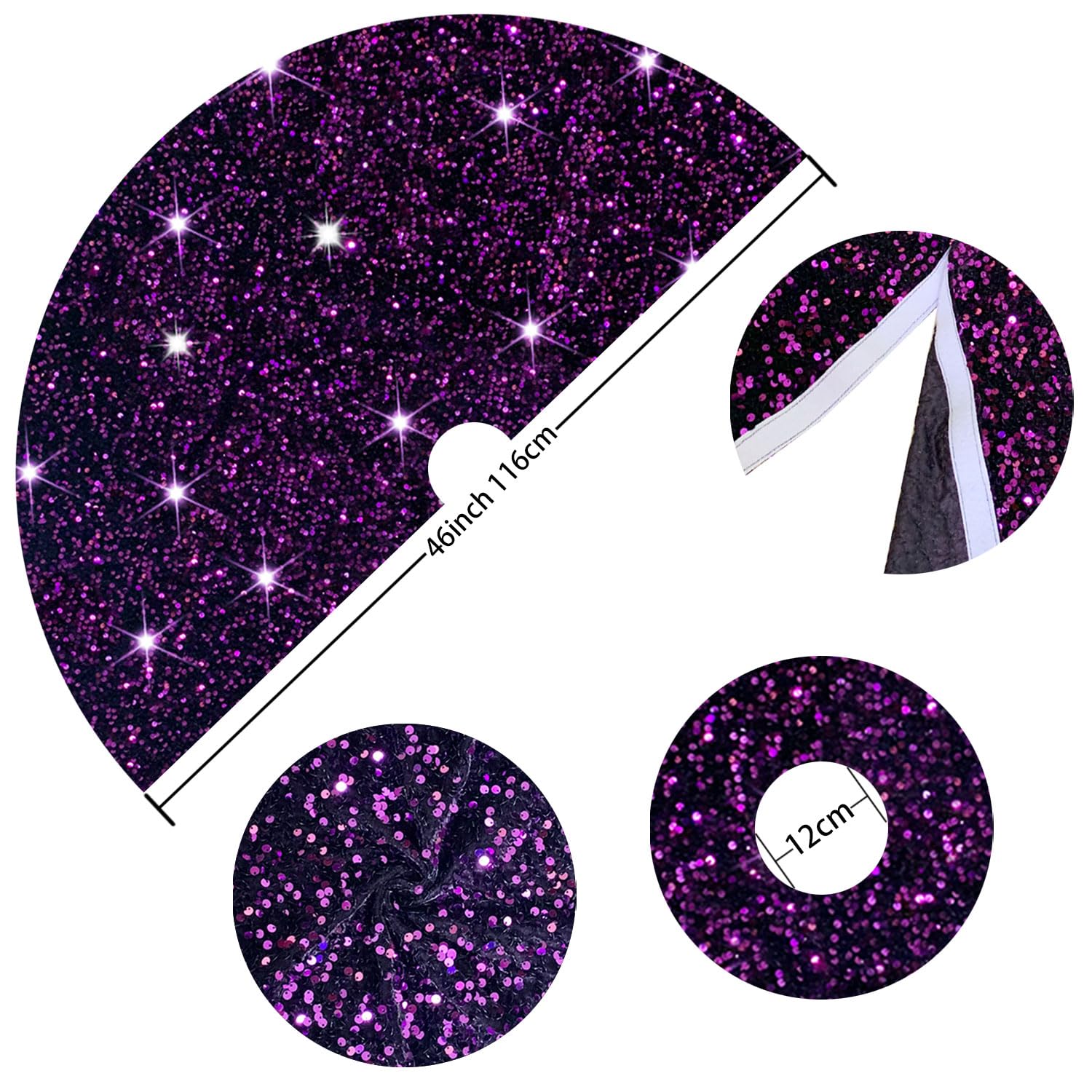 Foto 4 pulgar | Falda Para Árbol de Navidad Fuhsy Con Lentejuelas 122 cm Terciopelo Morado - Venta Internacional
