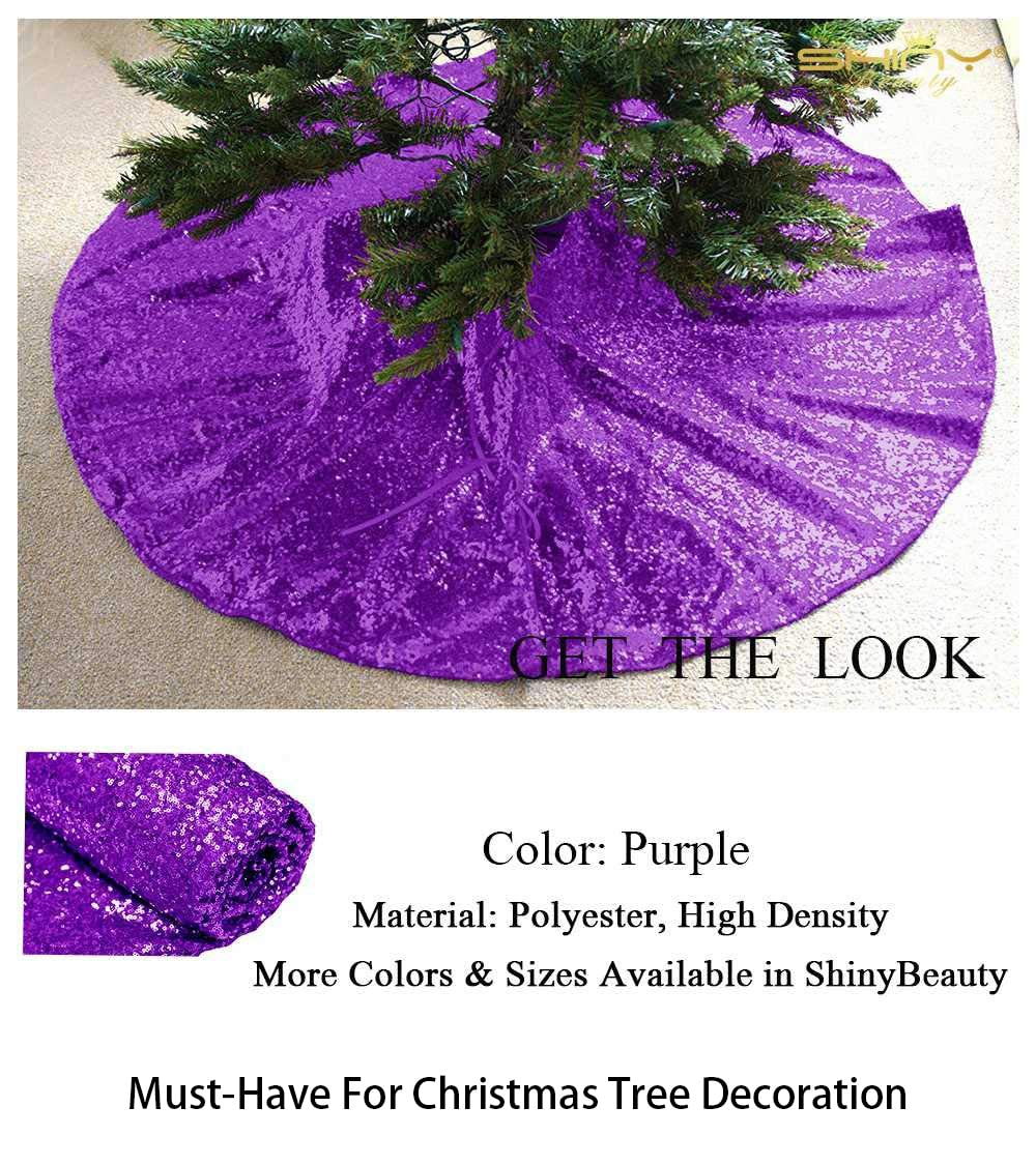 Foto 4 | Falda Para Árbol De Navidad Shinybeauty, Lentejuelas Moradas, 122 Cm, Poliéster - Venta Internacional.