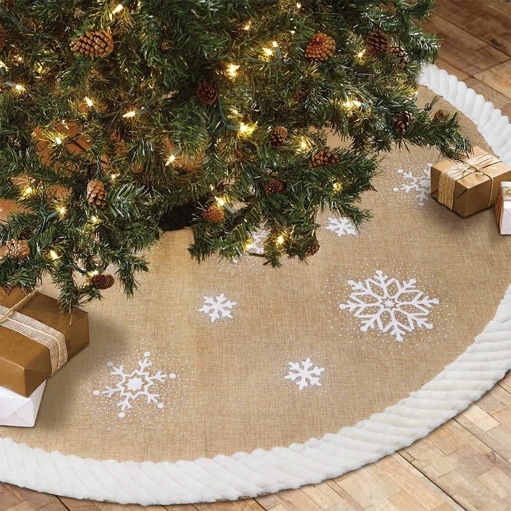 Foto 2 pulgar | Falda Con Forma De Árbol De Navidad De Piel Blanca Cálida Con Forma De Copo De Nieve, 120 Cm - Venta Internacional.