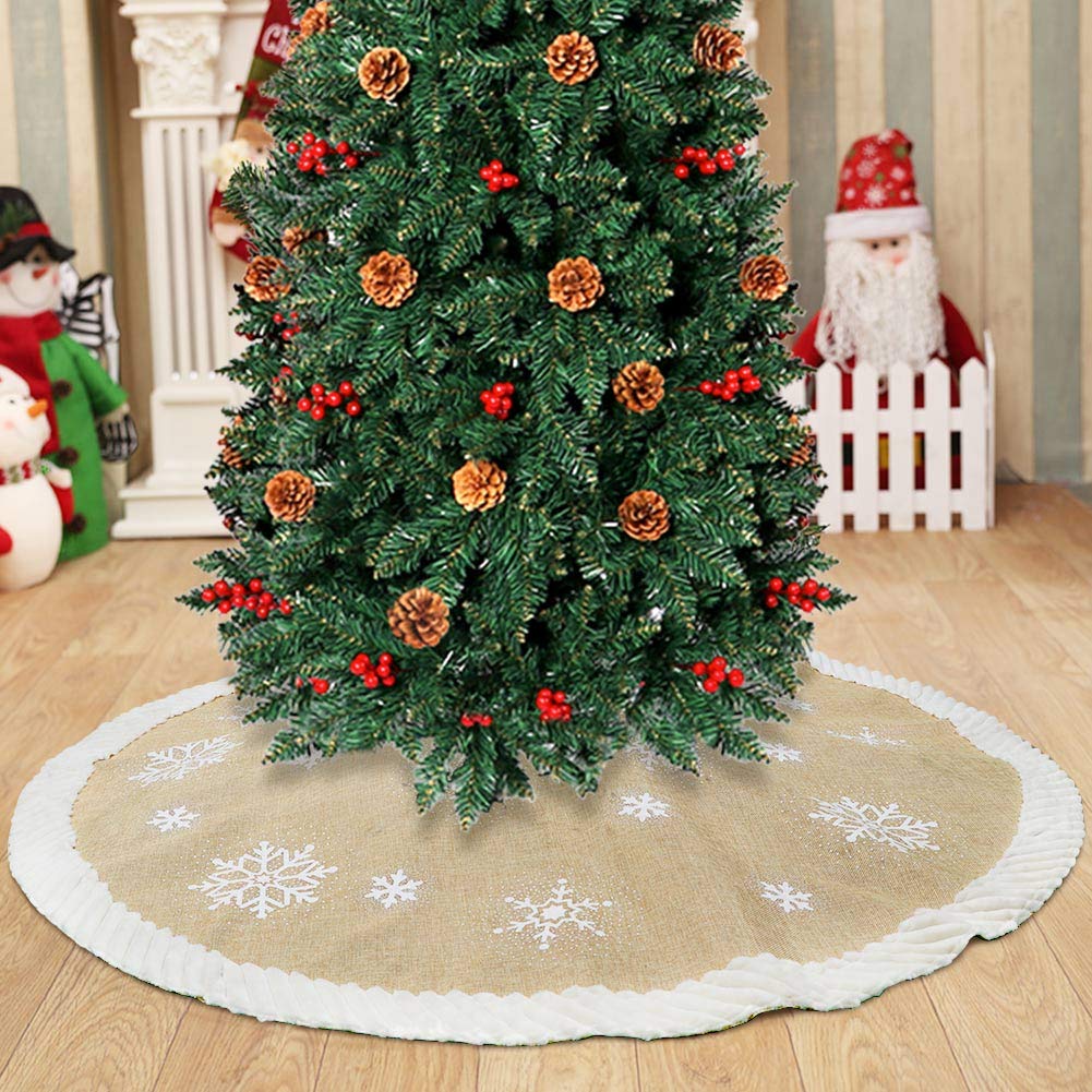 Foto 7 pulgar | Falda Con Forma De Árbol De Navidad De Piel Blanca Cálida Con Forma De Copo De Nieve, 120 Cm - Venta Internacional.