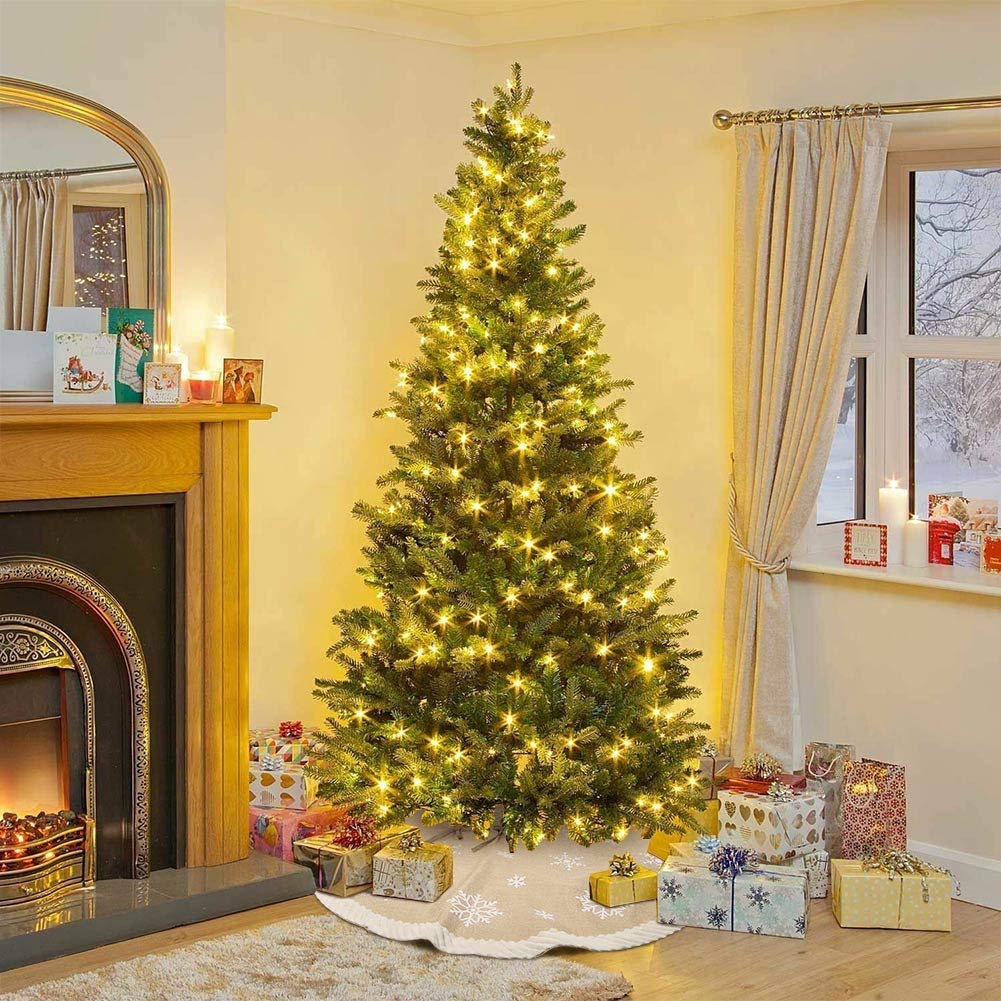 Foto 7 | Falda Con Forma De Árbol De Navidad De Piel Blanca Cálida Con Forma De Copo De Nieve, 120 Cm - Venta Internacional.