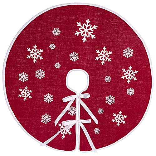 Foto 2 pulgar | Faldón De Arpillera Macting Rojo De 75 Cm De Diámetro Con Copo De Nieve - Venta Internacional.