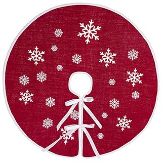 Foto 1 | Faldón De Arpillera Macting Rojo De 75 Cm De Diámetro Con Copo De Nieve - Venta Internacional.