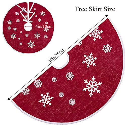 Foto 4 pulgar | Faldón De Arpillera Macting Rojo De 75 Cm De Diámetro Con Copo De Nieve - Venta Internacional.