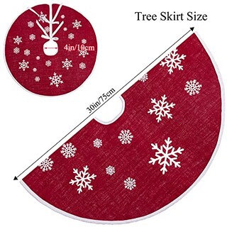 Foto 3 | Faldón De Arpillera Macting Rojo De 75 Cm De Diámetro Con Copo De Nieve - Venta Internacional.