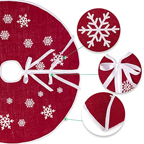 Foto 5 pulgar | Faldón De Arpillera Macting Rojo De 75 Cm De Diámetro Con Copo De Nieve - Venta Internacional.