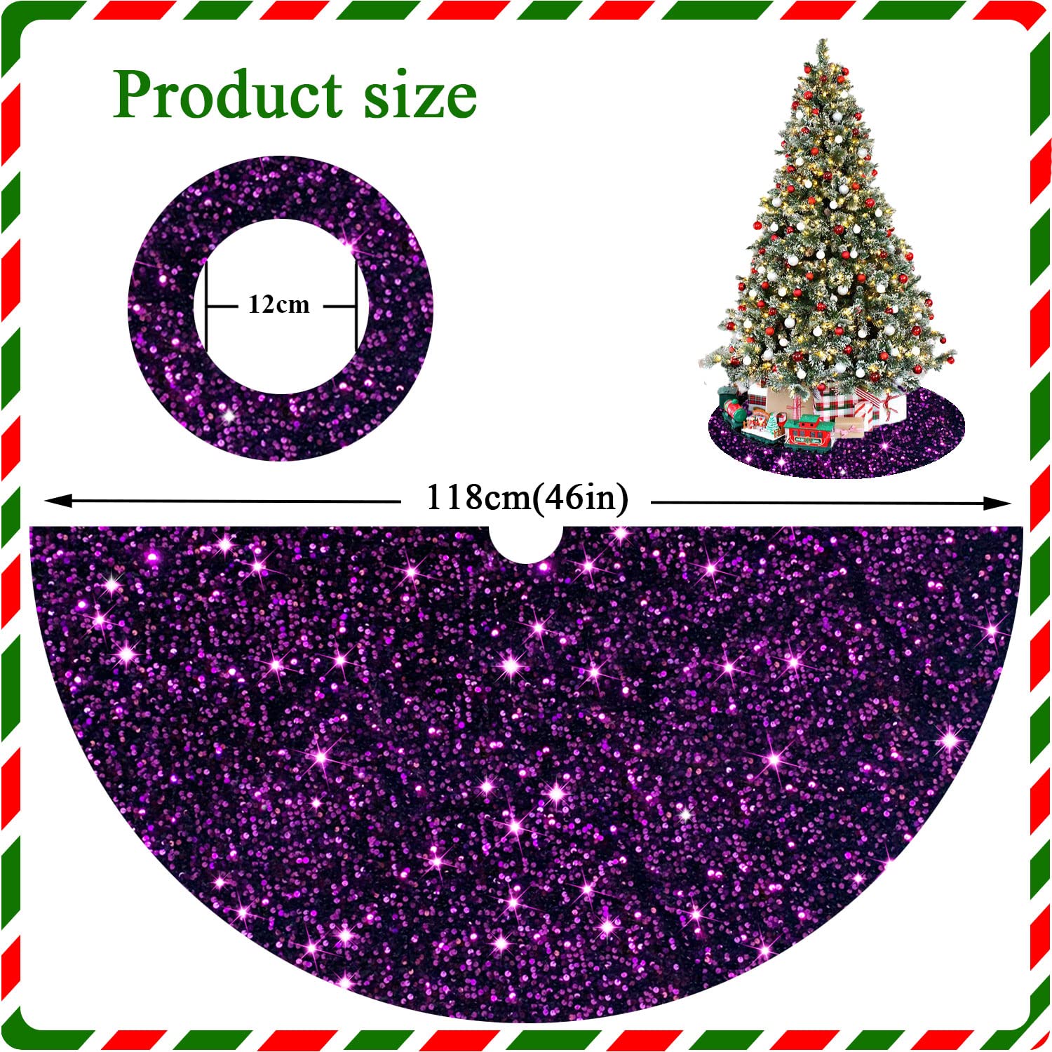 Foto 4 pulgar | Falda Para Árbol De Navidad Fanproms, Lentejuelas Purpurinas Moradas, 46 Pulg - Venta Internacional.