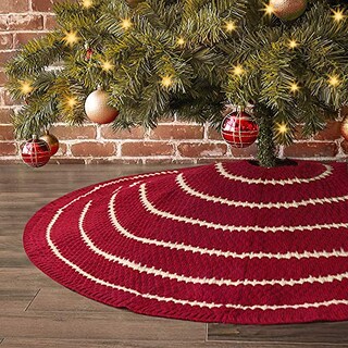 Foto 1 | Falda Para Árbol De Navidad Limbridge, Tejida, Rústica, 48 Cm, Color Burdeos - Venta Internacional.
