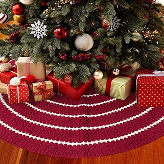 Foto 6 | Falda Para Árbol De Navidad Limbridge, Tejida, Rústica, 48 Cm, Color Burdeos - Venta Internacional.