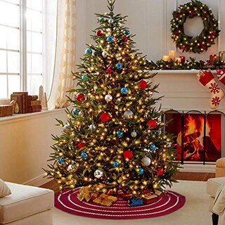 Foto 7 | Falda Para Árbol De Navidad Limbridge, Tejida, Rústica, 48 Cm, Color Burdeos - Venta Internacional.