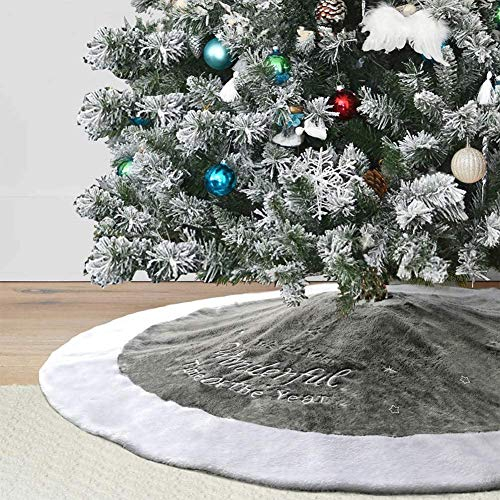 Foto 2 pulgar | Falda Para Árbol De Navidad Dremisland Luxury, Piel Sintética, 36 Pulgadas, Gris - Venta Internacional.