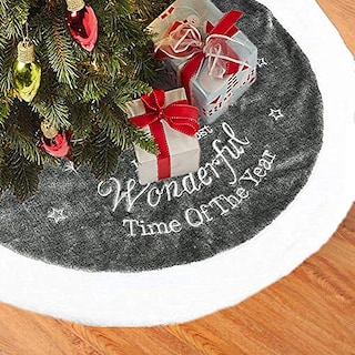 Foto 6 | Falda Para Árbol De Navidad Dremisland Luxury, Piel Sintética, 36 Pulgadas, Gris - Venta Internacional.