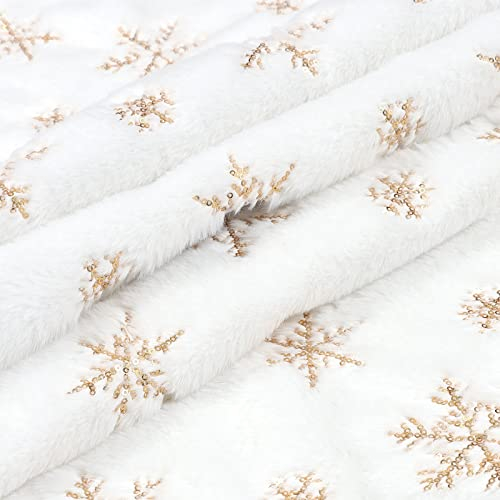 Foto 3 | Falda Para Árbol De Navidad Dremisland, Piel Sintética Blanca Y Dorada, 122 Cm - Venta Internacional.
