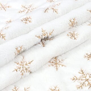 Foto 3 | Falda Para Árbol De Navidad Dremisland, Piel Sintética Blanca Y Dorada, 122 Cm - Venta Internacional.