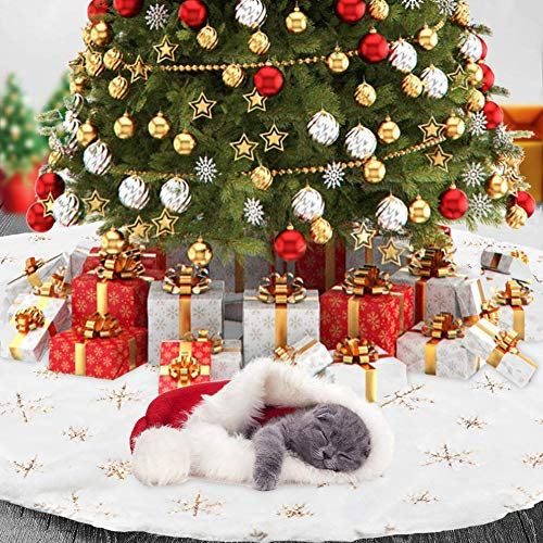Foto 6 pulgar | Falda Para Árbol De Navidad Dremisland, Piel Sintética Blanca Y Dorada, 122 Cm - Venta Internacional.