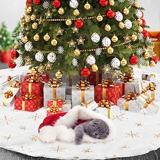 Foto 5 | Falda Para Árbol De Navidad Dremisland, Piel Sintética Blanca Y Dorada, 122 Cm - Venta Internacional.