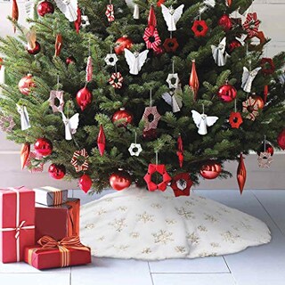 Foto 7 | Falda Para Árbol De Navidad Dremisland, Piel Sintética Blanca Y Dorada, 122 Cm - Venta Internacional.