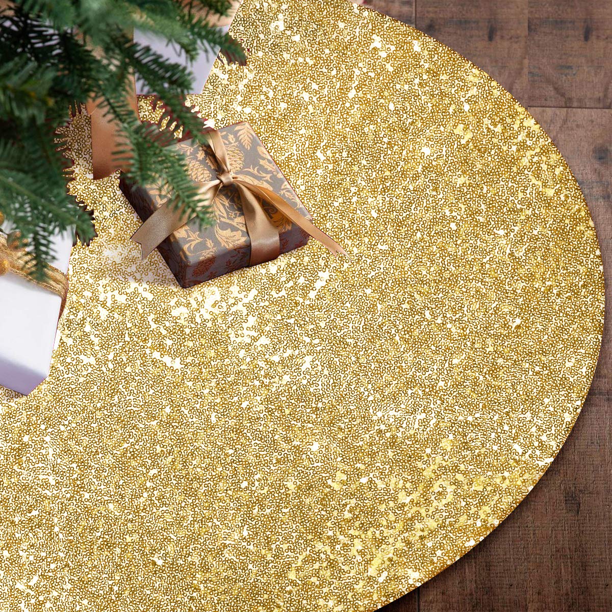 Foto 2 pulgar | Falda De Árbol De Navidad Yuboo Con Lentejuelas Doradas De 122 Cm Para Decoración Navideña - Venta Internacional.