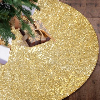 Foto 1 | Falda De Árbol De Navidad Yuboo Con Lentejuelas Doradas De 122 Cm Para Decoración Navideña - Venta Internacional.
