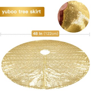 Foto 4 | Falda De Árbol De Navidad Yuboo Con Lentejuelas Doradas De 122 Cm Para Decoración Navideña - Venta Internacional.