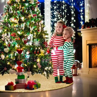 Foto 6 | Falda De Árbol De Navidad Yuboo Con Lentejuelas Doradas De 122 Cm Para Decoración Navideña - Venta Internacional.