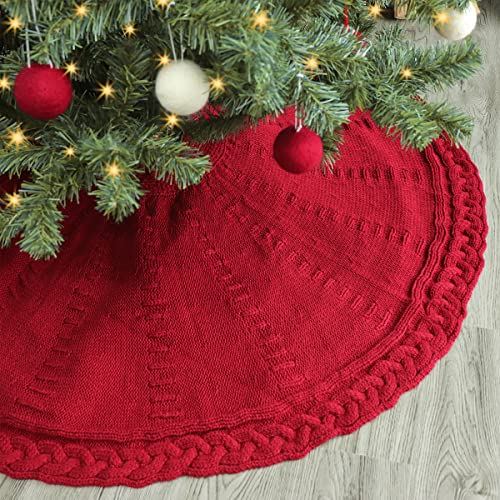 Foto 5 | Falda Para Árbol De Navidad Limbridge, Tejida, 48 Pulgadas, Color Burdeos - Venta Internacional.