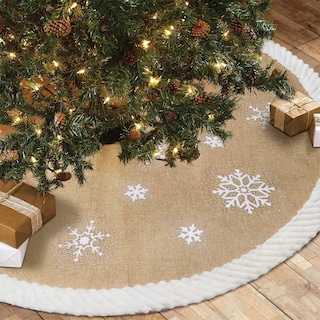 Foto 1 | Falda De Arpillera Aerwo Para Árbol De Navidad, 122 Cm, Con Copos De Nieve - Venta Internacional.