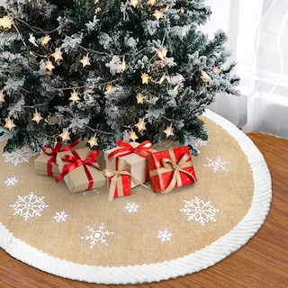Foto 2 | Falda De Arpillera Aerwo Para Árbol De Navidad, 122 Cm, Con Copos De Nieve - Venta Internacional.