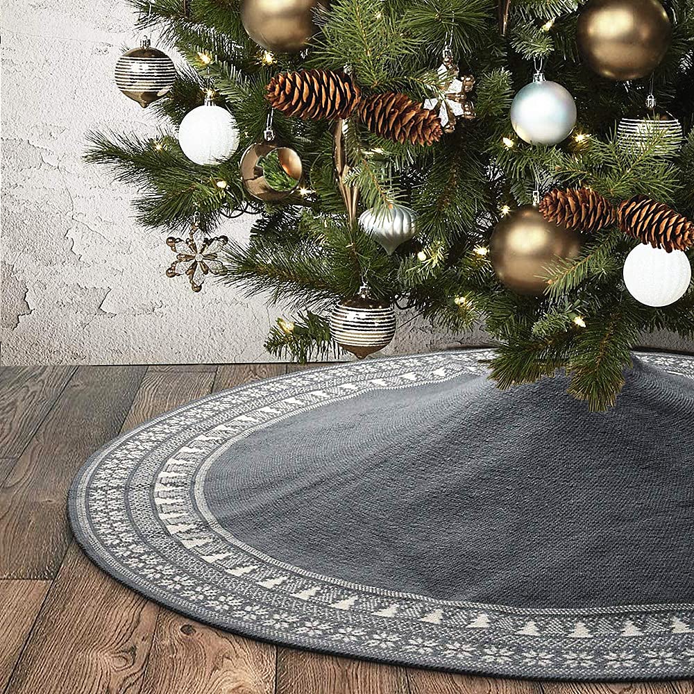 Foto 2 pulgar | Falda Dremisland Luxury Para Árbol De Navidad, Tejida Con Cable, Gris - Venta Internacional.
