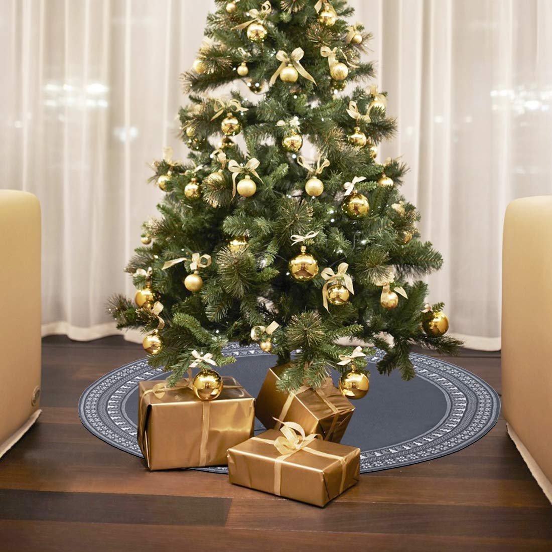 Foto 2 | Falda Dremisland Luxury Para Árbol De Navidad, Tejida Con Cable, Gris - Venta Internacional.