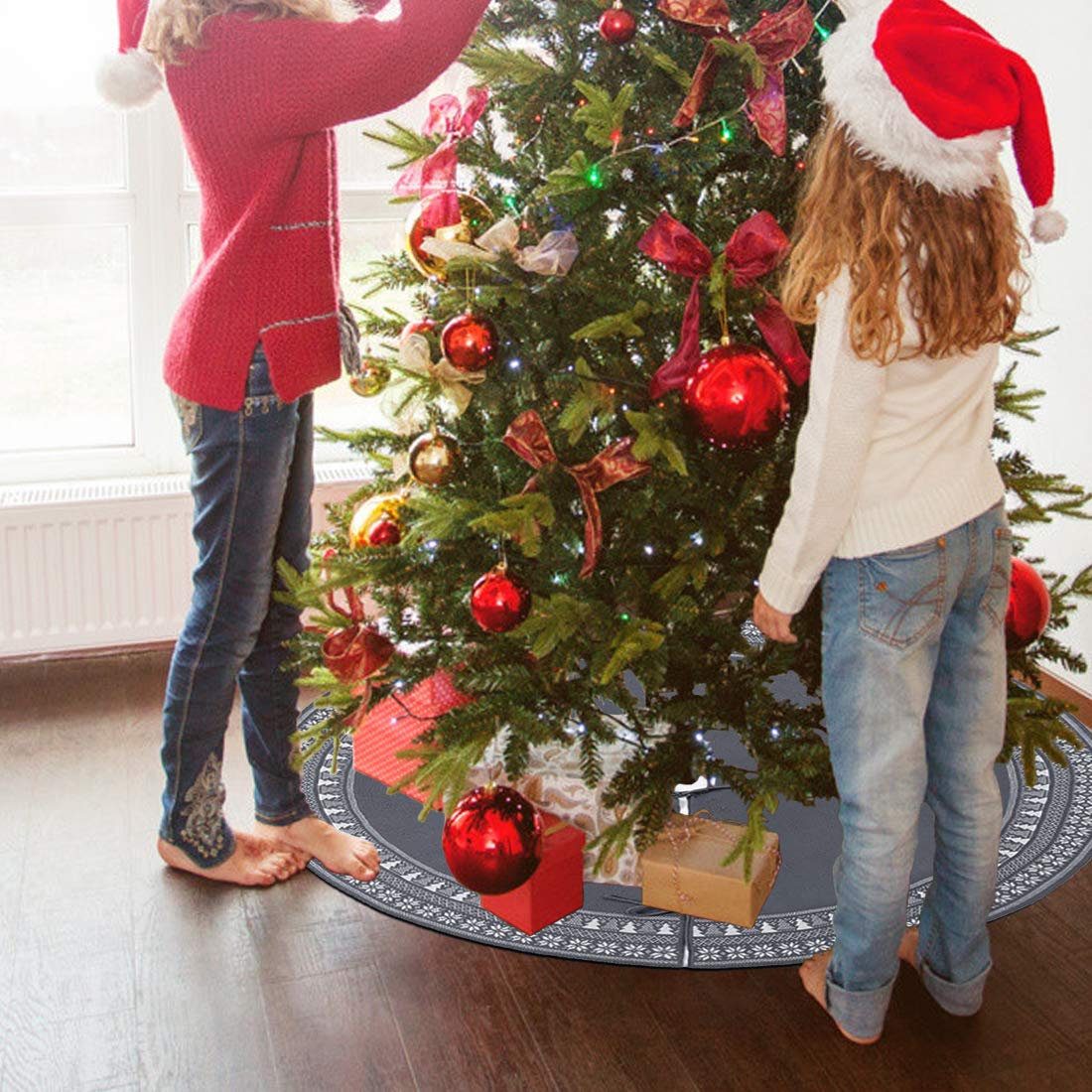 Foto 6 | Falda Dremisland Luxury Para Árbol De Navidad, Tejida Con Cable, Gris - Venta Internacional.