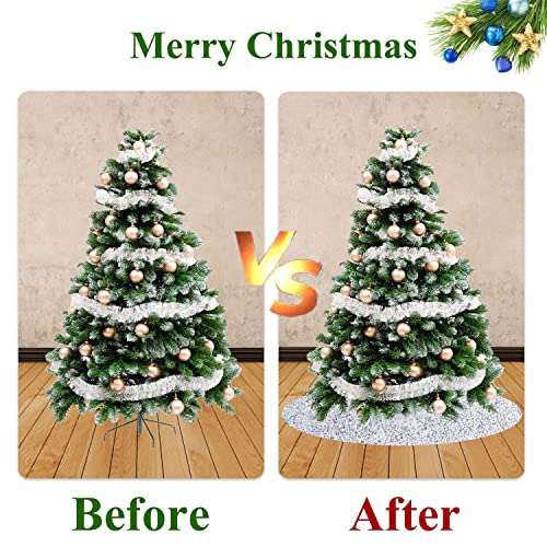 Foto 8 pulgar | Falda De Árbol De Navidad Fuhsy De Terciopelo Blanco/plateado De 90 Cm Con Lentejuelas - Venta Internacional.