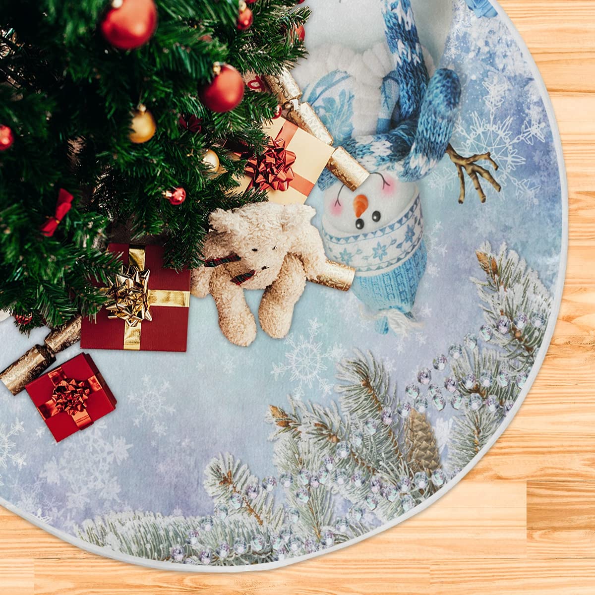 Foto 5 | Falda De Árbol De Navidad Wamika Winter Snowman De Poliéster - Venta Internacional.