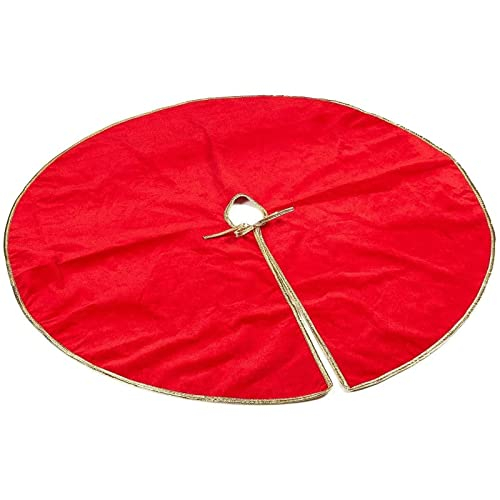 Foto 7 pulgar | Falda Juvale Para Árbol De Navidad, Color Rojo Liso Con Ribete Dorado, 107 Cm - Venta Internacional.