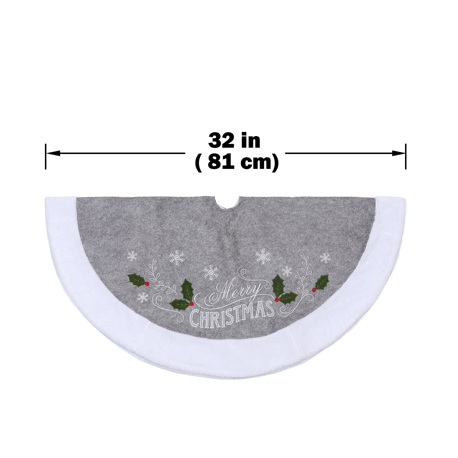 Foto 6 pulgar | Falda Xamshor Bordada Con Forma De Copo De Nieve Gris De 80 Cm Para Árbol De Navidad - Venta Internacional.