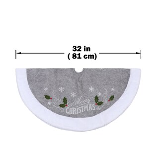 Foto 5 | Falda Xamshor Bordada Con Forma De Copo De Nieve Gris De 80 Cm Para Árbol De Navidad - Venta Internacional.