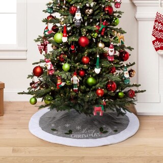 Foto 6 | Falda Xamshor Bordada Con Forma De Copo De Nieve Gris De 80 Cm Para Árbol De Navidad - Venta Internacional.